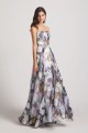 Strapless Cross-Ruched Bodice Patterned Floral Bridesmaid Dresses Canada