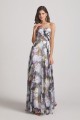 Strapless Cross-Ruched Bodice Patterned Floral Bridesmaid Dresses Canada
