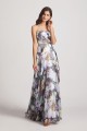 Strapless Cross-Ruched Bodice Patterned Floral Bridesmaid Dresses Canada