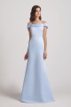 Cold Shoulder Blue Satin Long Trumpet Bridesmaid Dresses Canada