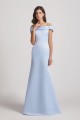 Cold Shoulder Blue Satin Long Trumpet Bridesmaid Dresses Canada