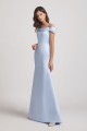 Cold Shoulder Blue Satin Long Trumpet Bridesmaid Dresses Canada