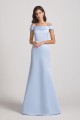 Cold Shoulder Blue Satin Long Trumpet Bridesmaid Dresses Canada