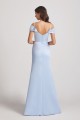 Cold Shoulder Blue Satin Long Trumpet Bridesmaid Dresses Canada