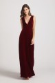 Bold Velvet Bridesmaid Dress with Daring Deep V Neck Canada