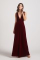 Bold Velvet Bridesmaid Dress with Daring Deep V Neck Canada