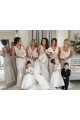 Sexy Long Chiffon Champagne Bridesmaid Dresses with High Slit and Front Ruffles Canada