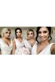 Sexy Long Chiffon Champagne Bridesmaid Dresses with High Slit and Front Ruffles Canada
