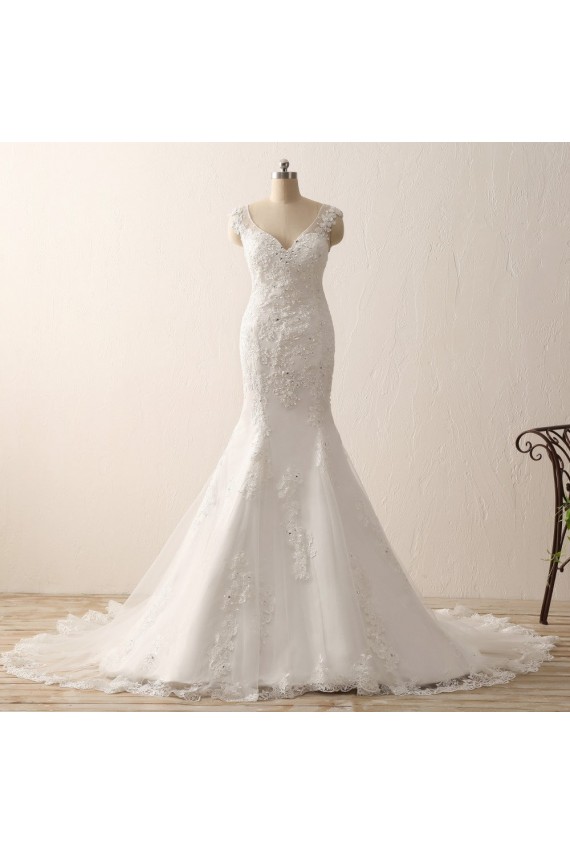 Ivory Sweetheart Straps Lace Mermaid Wedding Dresses with Sweep Train Canada