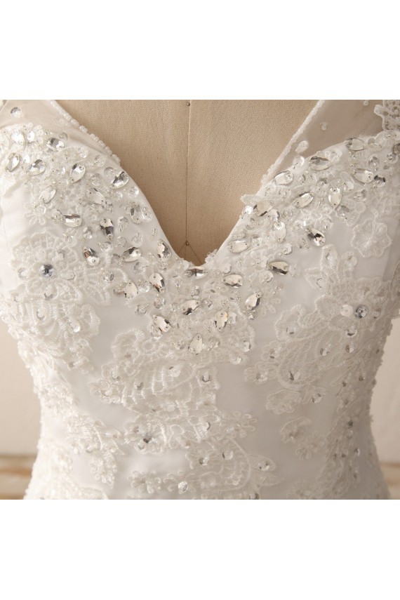 Ivory Sweetheart Straps Lace Mermaid Wedding Dresses with Sweep Train Canada