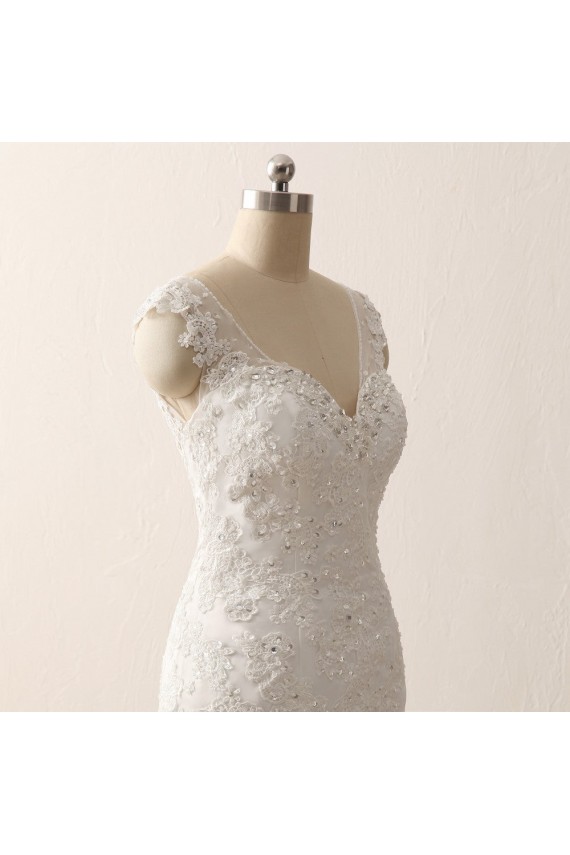Ivory Sweetheart Straps Lace Mermaid Wedding Dresses with Sweep Train Canada