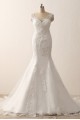 Ivory Sweetheart Straps Lace Mermaid Wedding Dresses with Sweep Train Canada
