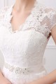 Ivory V-Neck Cap Sleeves Belt Mermaid Vintage Lace Wedding Dresses Canada