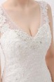 Ivory Wide Straps Mermaid V-neck Lace Wedding Dresses Canada