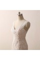 Sleeveless V-neck Mermaid Ivory Lace Over Champagne Wedding Dresses with Sweep Train Canada