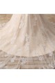 Sleeveless V-neck Mermaid Ivory Lace Over Champagne Wedding Dresses with Sweep Train Canada
