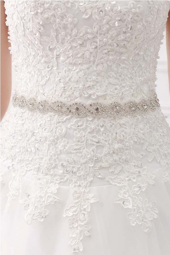 Strapless Sweetheart Belt Lace Ball Gown Wedding Dresses Canada