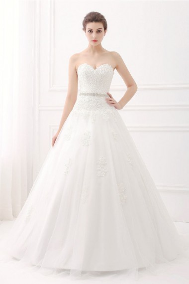 Strapless Sweetheart Belt Lace Ball Gown Wedding Dresses Canada