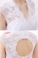 White Mermaid Lace V-Neck Cap Sleeves Wedding Dresses With Belt Canada