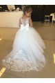 Champagne Ball Gown Sweetheart Chapel Train Sleeveless Flower Girl Dress Canada