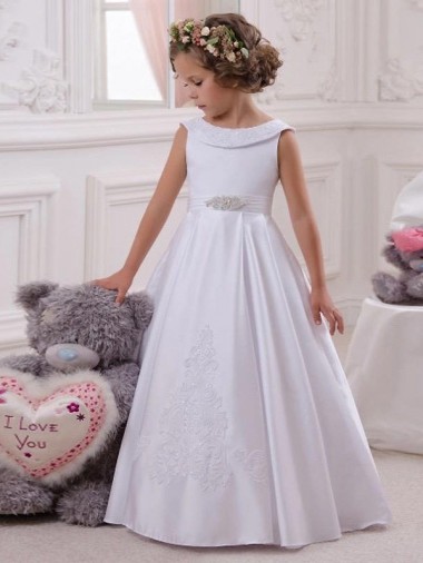 Ivory Ball Gown Bateau Floor Length Flower Girl Dress Canada
