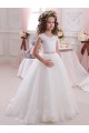 Ivory Ball Gown High Neck Floor Length Keyhole Back Flower Girl Dress Canada