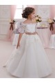Ivory Ball Gown High Neck Floor Length Short Sleeve Flower Girl Dress Canada