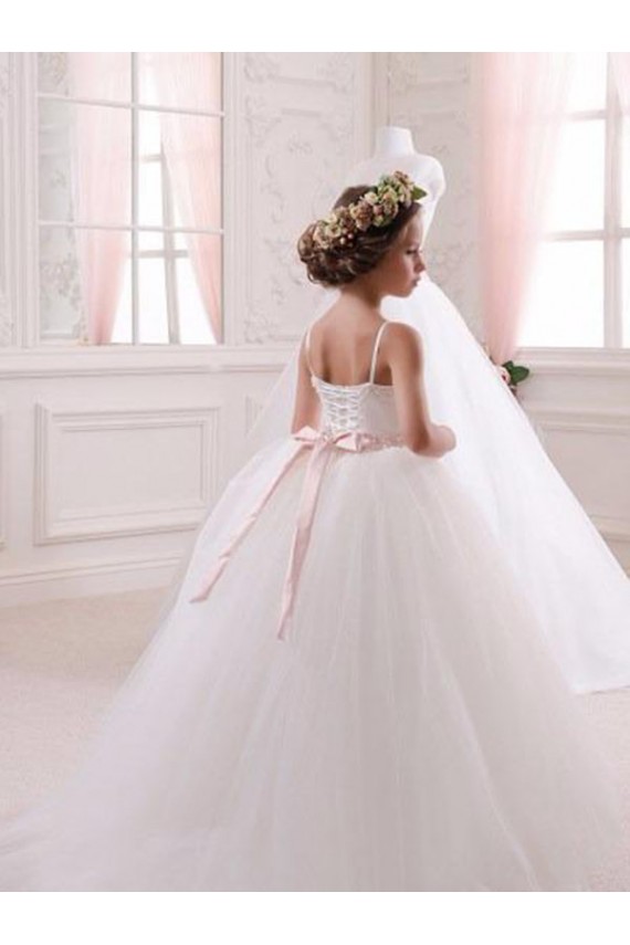 Ivory Ball Gown Sweetheart Chapel Train Sleeveless Flower Girl Dress Canada