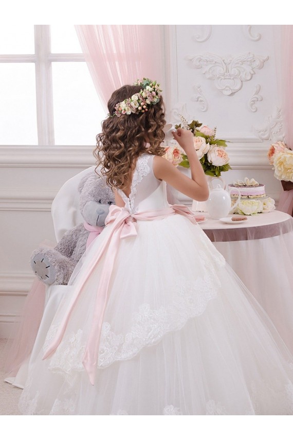 Ivory Ball Gown Sweetheart V-Back Sleeveless Flower Girl Dress Canada