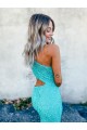 Mermaid One Shoulder Sleeveless Long Sweep Train Velvet Sequin Prom Dress Canada