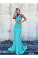 Mermaid One Shoulder Sleeveless Long Sweep Train Velvet Sequin Prom Dress Canada