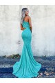 Mermaid One Shoulder Sleeveless Long Sweep Train Velvet Sequin Prom Dress Canada